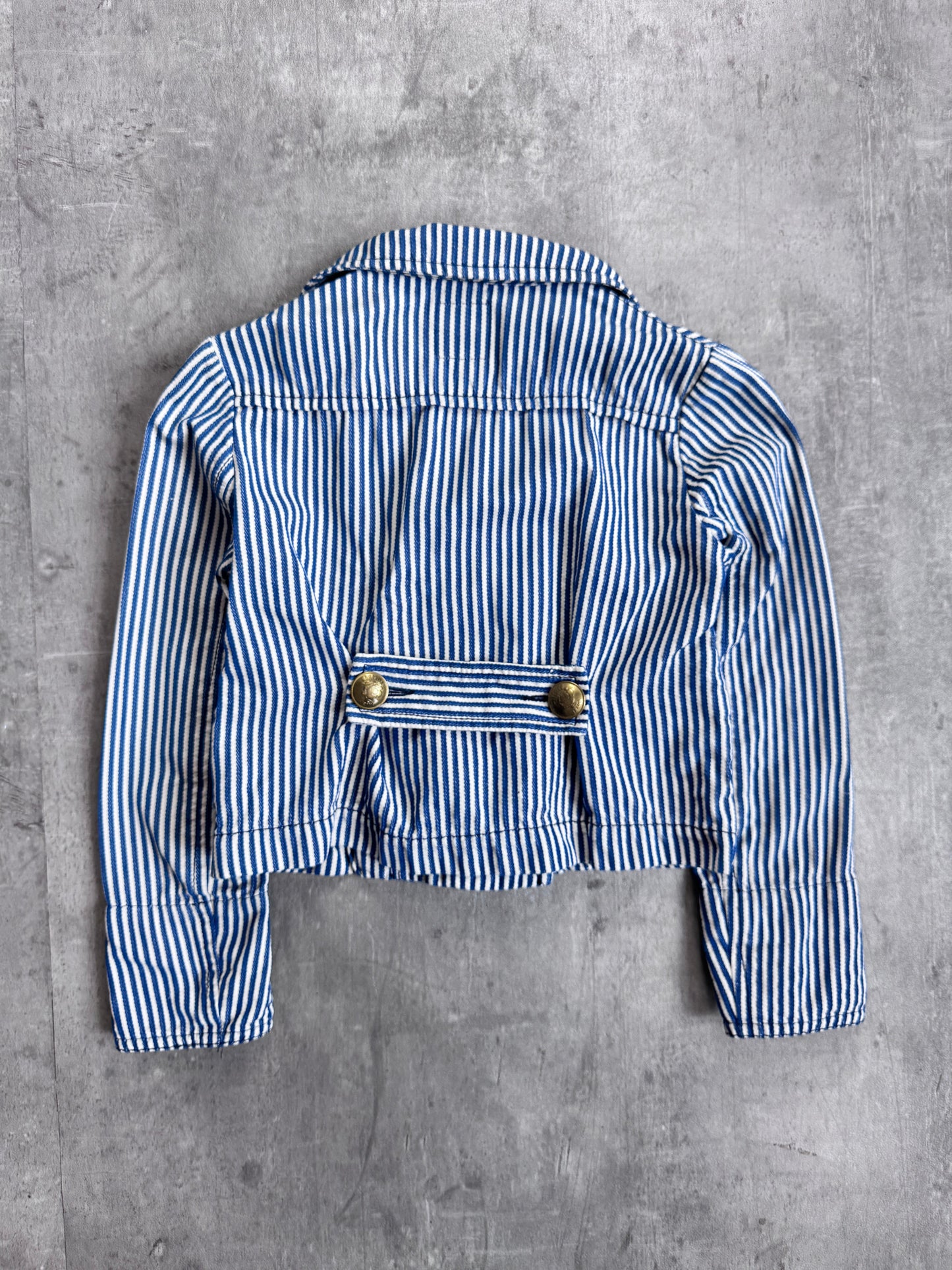 Moschino Two-Tone Stripe Double-Breasted Denim Jacket
