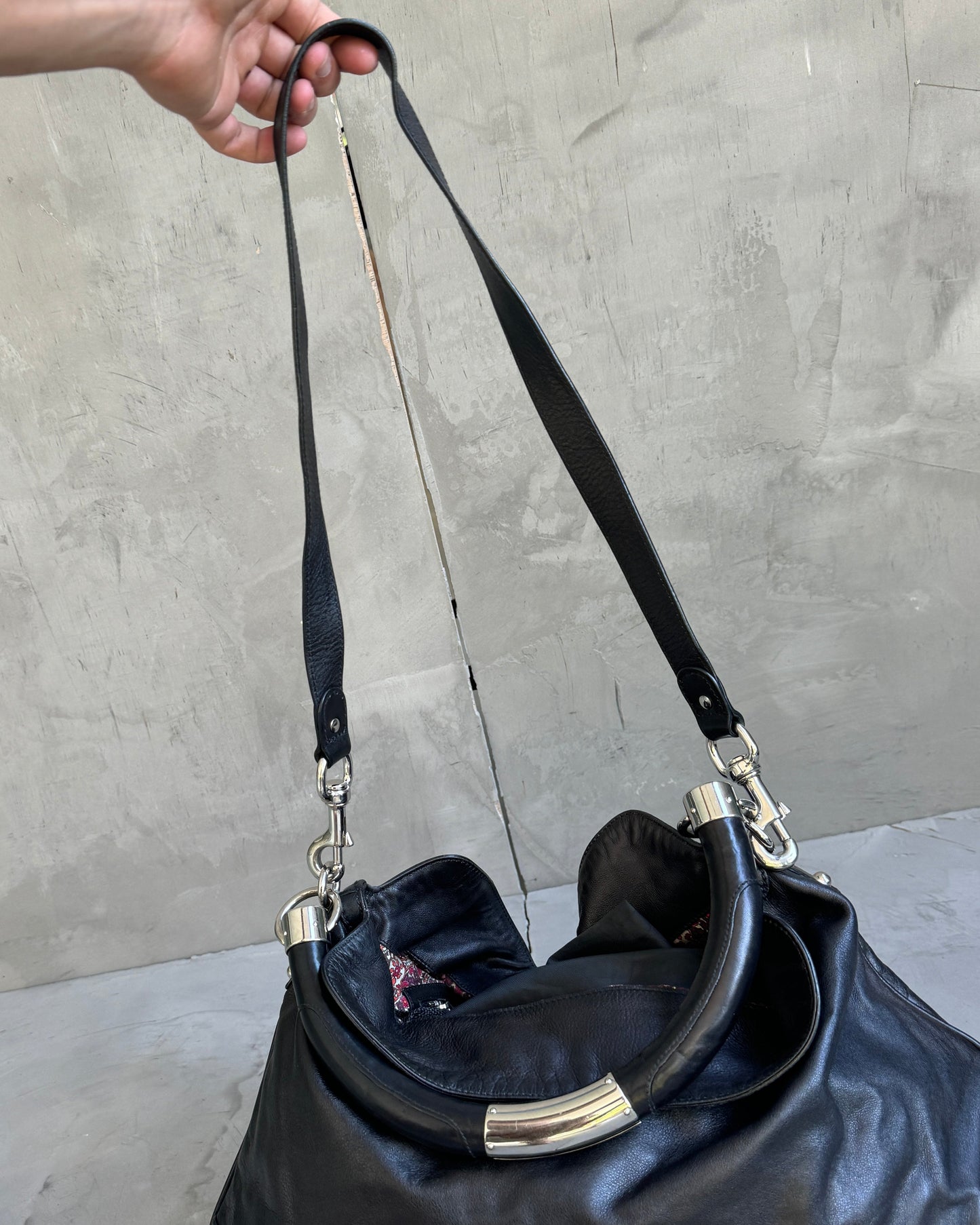 Gucci FW08 Indy Babushka Leather Shoulder Bag | O/S, Black