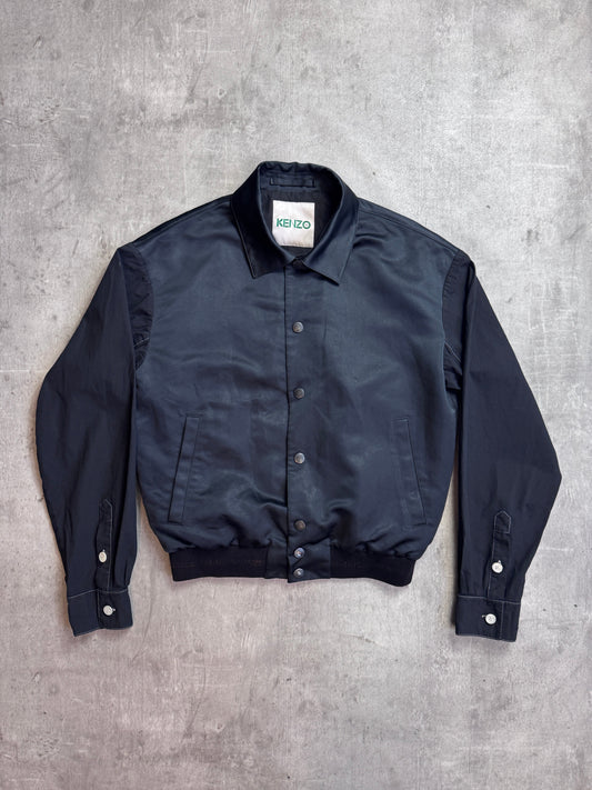 Kenzo Black Nylon Button Down Bomber Jacket