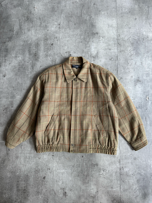 1980's Christian Dior Monsieur Sports Woven Check Bomber Jacket | Extra Large, Multicoloured