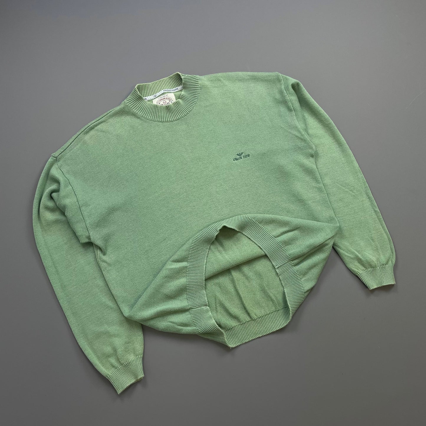Armani Jeans Mint Green 90s Knit Jumper | X-Large, Green