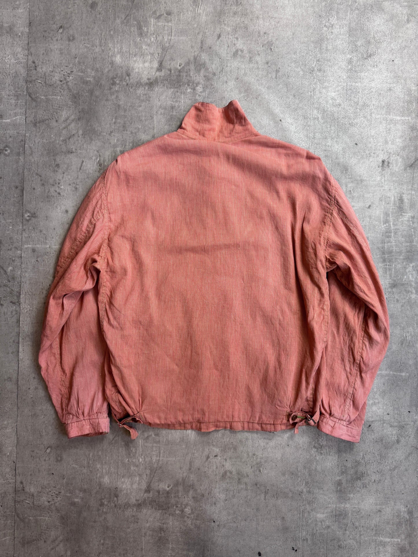 Nigel Cabourn Orange Mini Houndstooth Print Green Mesh Detailed Bomber