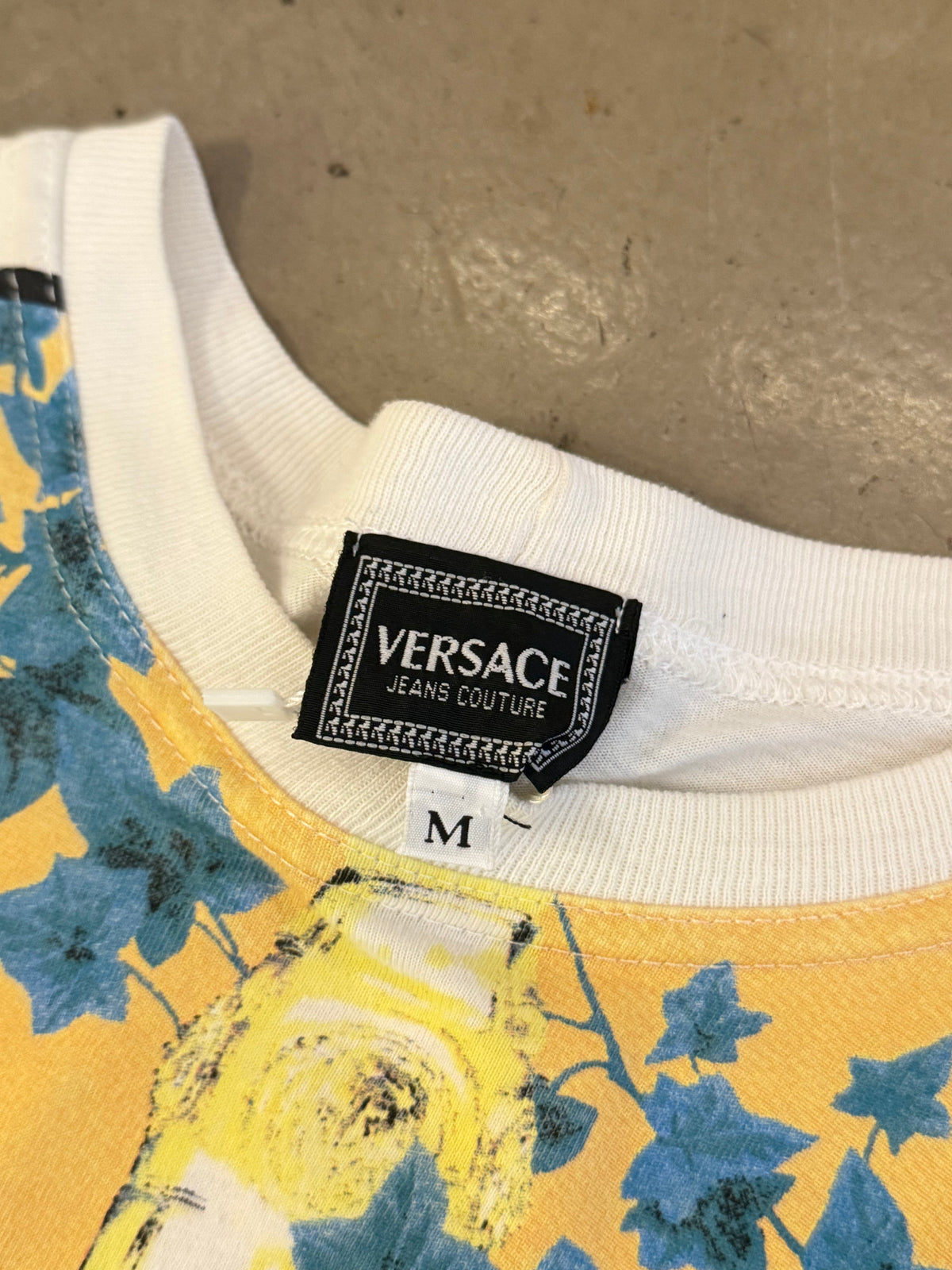 90s Vintage Versace Jeans Couture Logo Art Printed Tee | Medium, Multicoloured