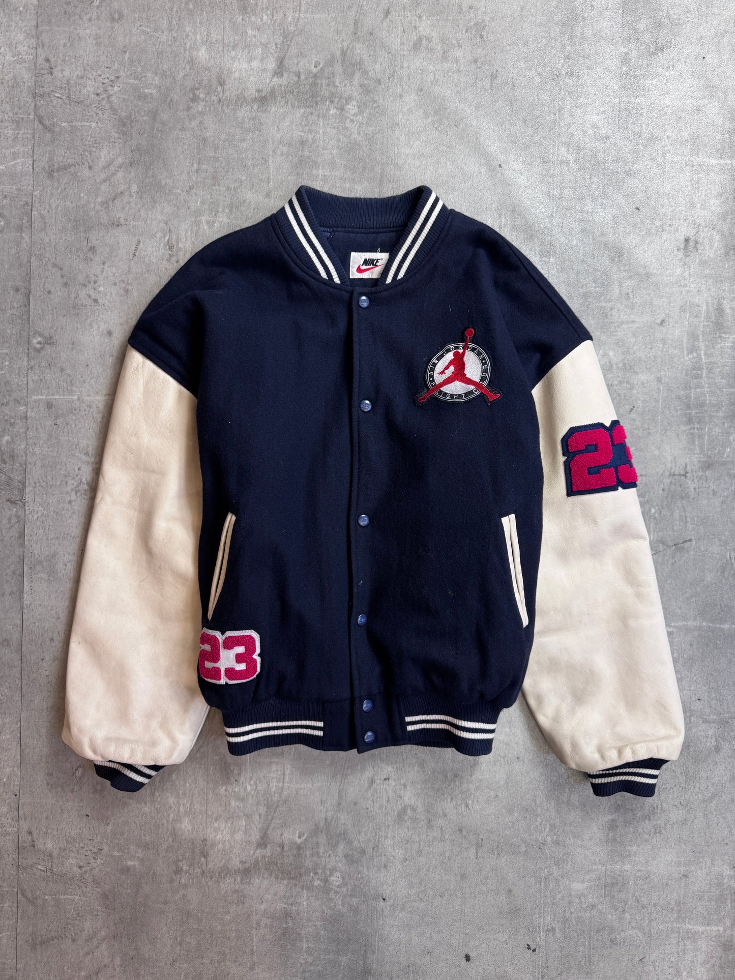 Nike Jordans 'Why Fly' Patch Embellished Black Fleece Lined White Leather Sleeve Varsity