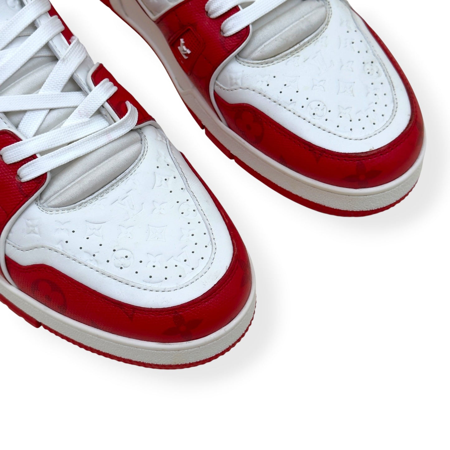 LOUIS VUITTON LV TRAINER SNEAKER RED WHITE MONOGRAM UK10 | UK 10, Red