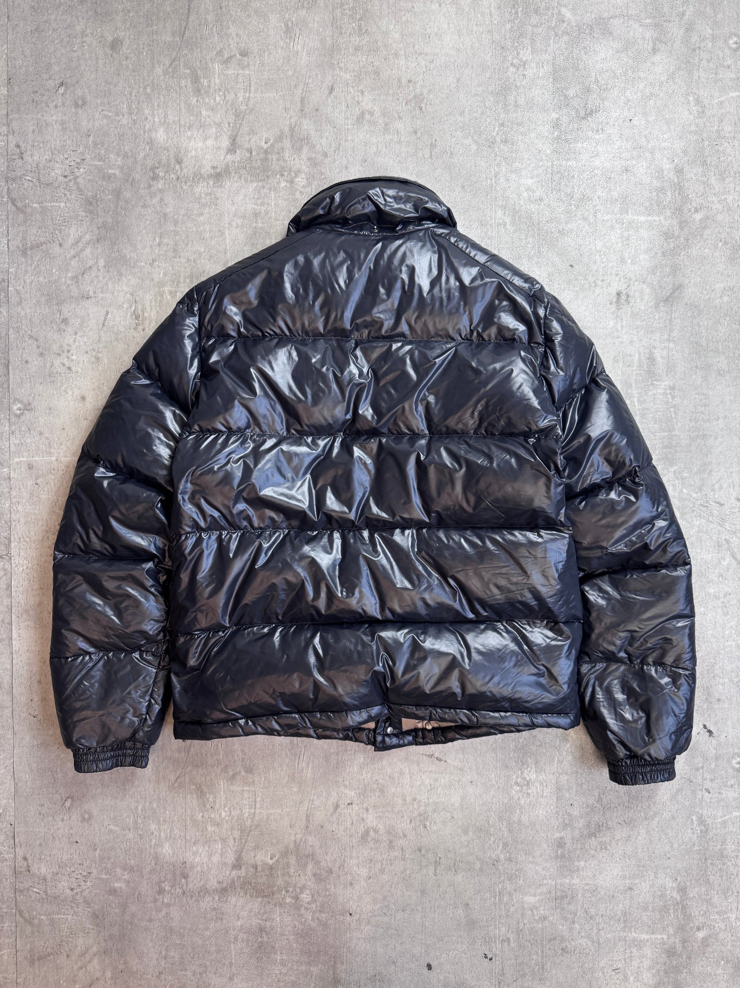 Moncler Black Poly Logo Patch Feather Down Puffer Jacket