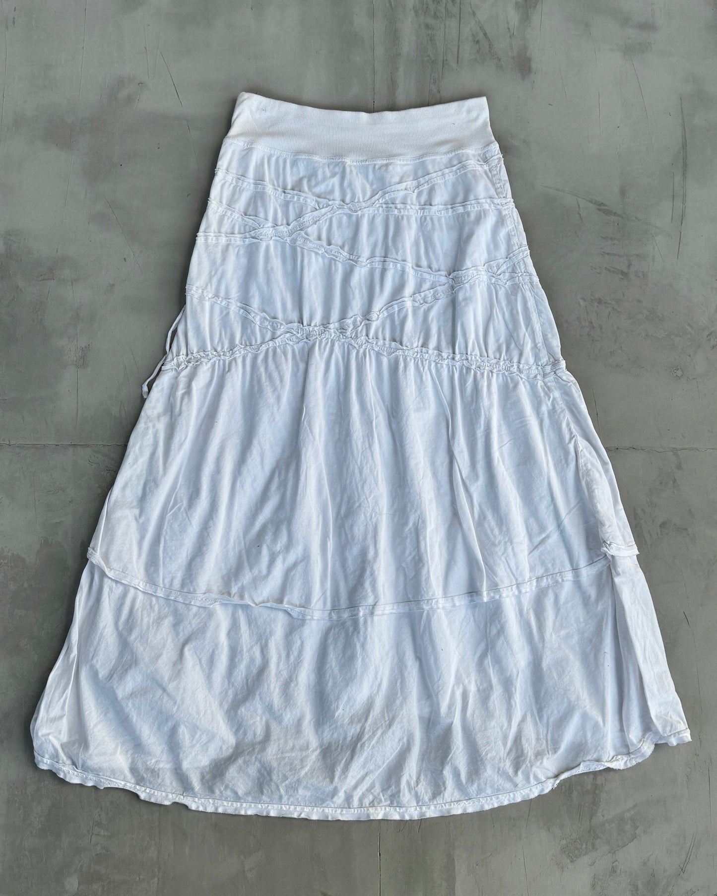 COP COPINE WHITE COTTON RUFFLE MAXI SKIRT - M | Medium, White