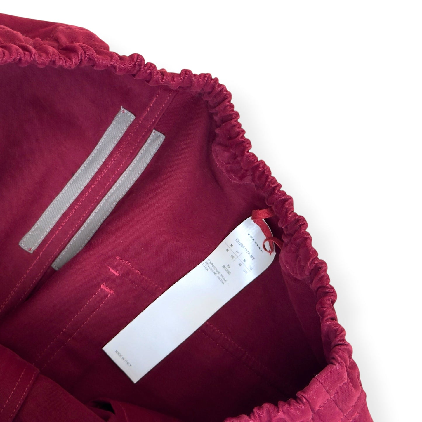RICK OWENS DRKSHDW DRAWSTRING TROUSERS BURGUNDY M | W32, Burgundy