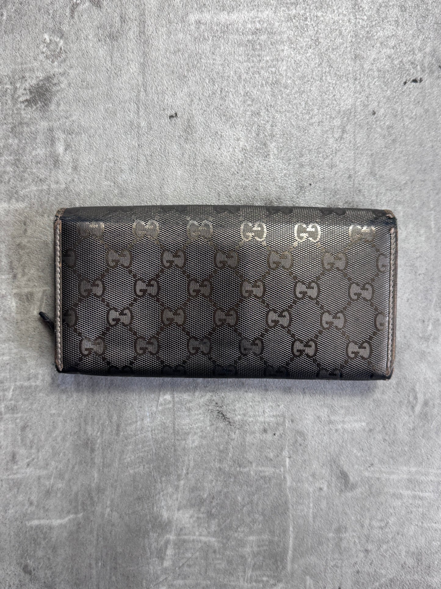 Gucci GG Monogram Bronze Imprime Continental Zip Purse