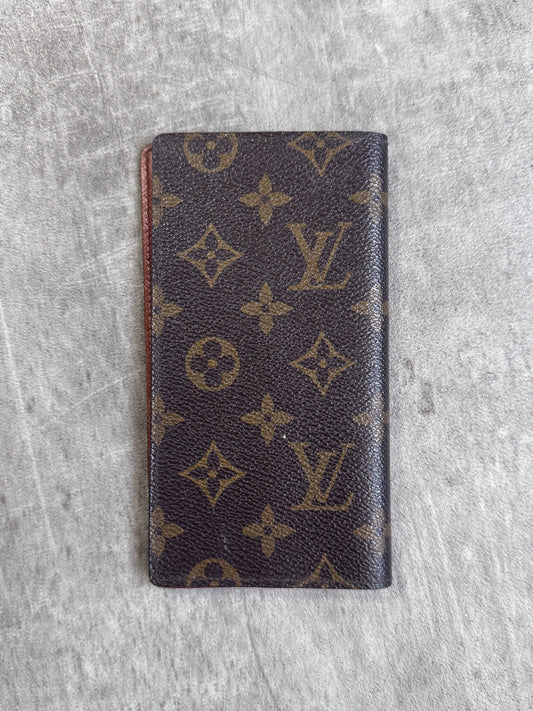Louis Vuitton Brown Leather LV Monogram Long Wallet