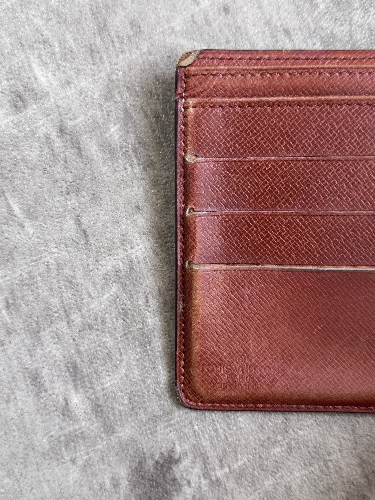 Louis Vuitton Brown Leather LV Monogram Bifold Wallet