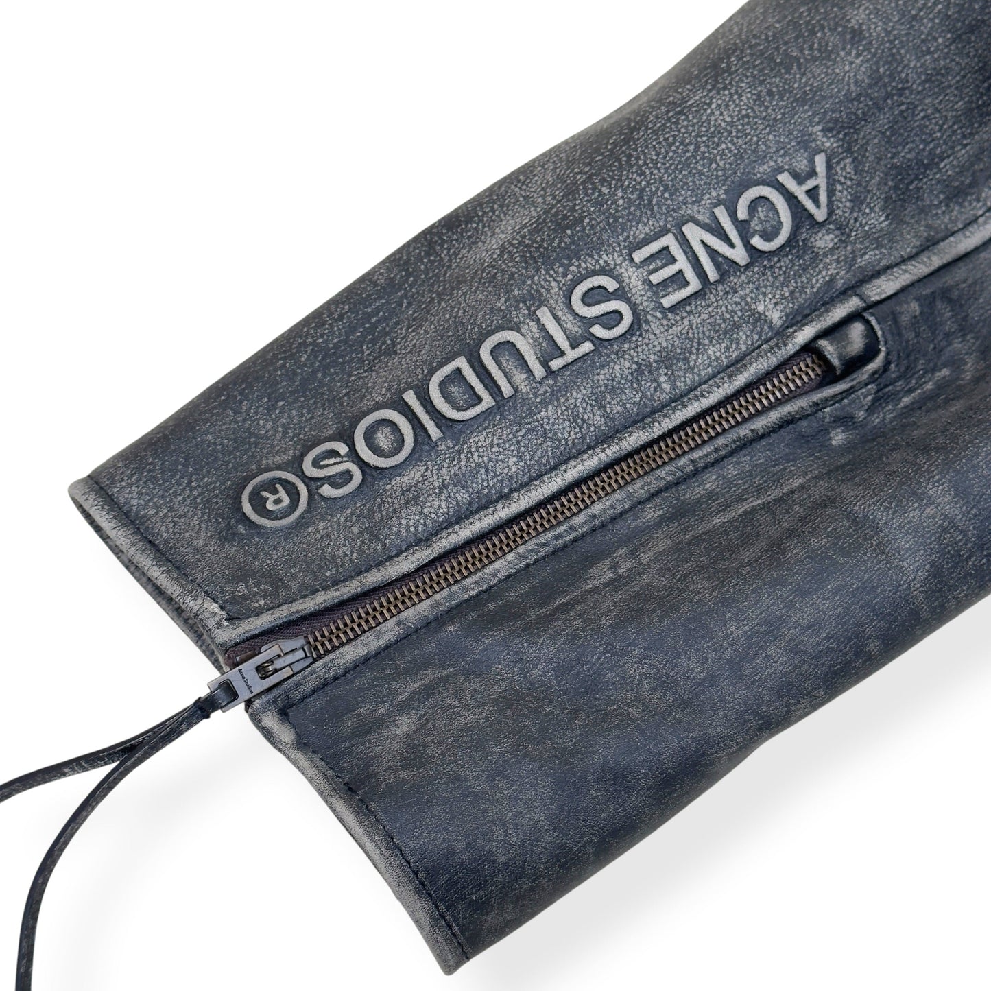 ACNE STUDIOS DISTRESSED LEATHER BIKER JACKET GREY 50 / L | Large, Grey