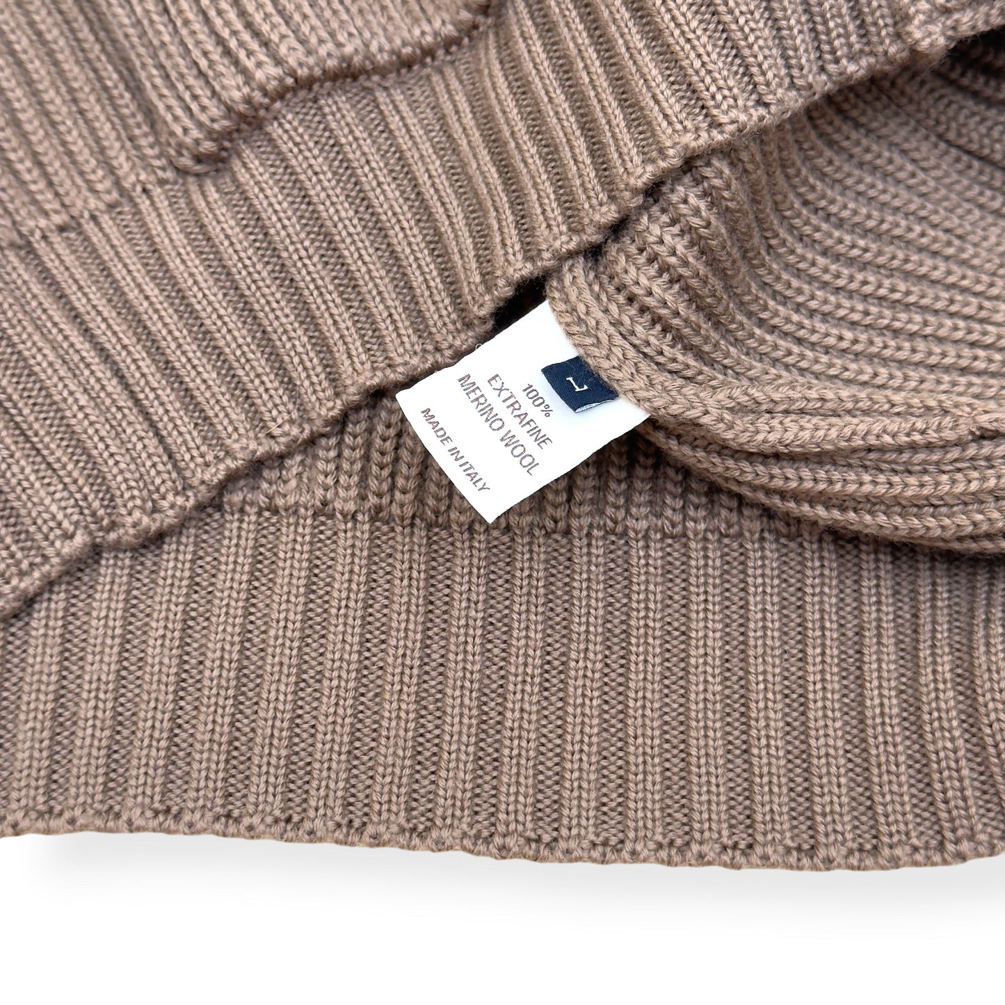 THOM SWEENEY EXTRAFINE MERINO WOOL SHAWL COLLAR CARDIGAN TAUPE L | Large, Taupe