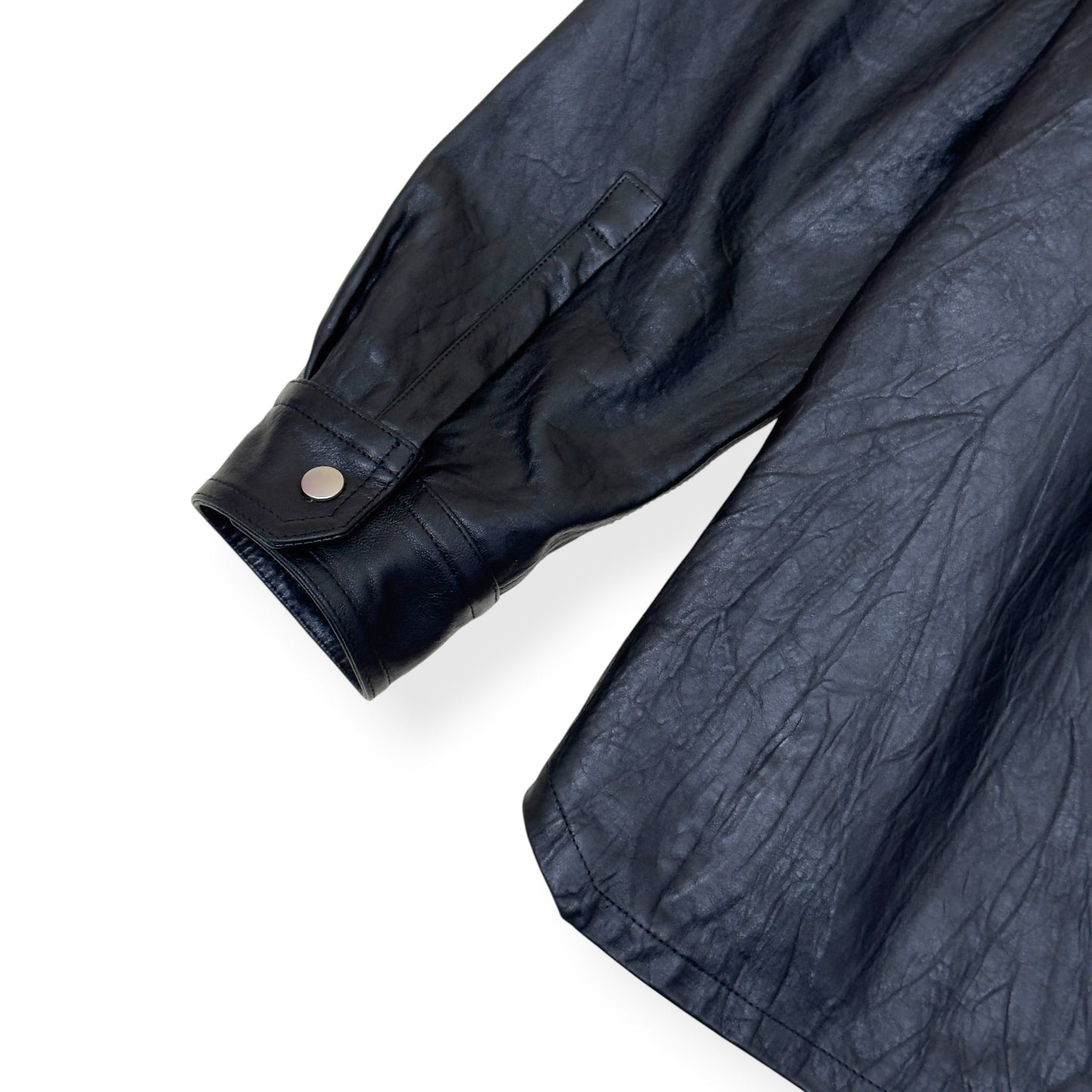 RICK OWENS PORTERVILLE OVERSIZED LEATHER SHIRT BLACK 52 / XL | XL, Black