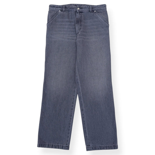 PRADA TRIANGLE LOGO WIDE LEG JEANS GREY 48 / M | Medium, Grey