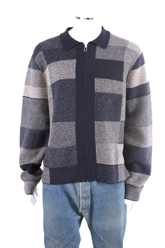 PS Paul Smith Patchwork Zip Cardigan Navy/ Grey XXL | XXL, Grey