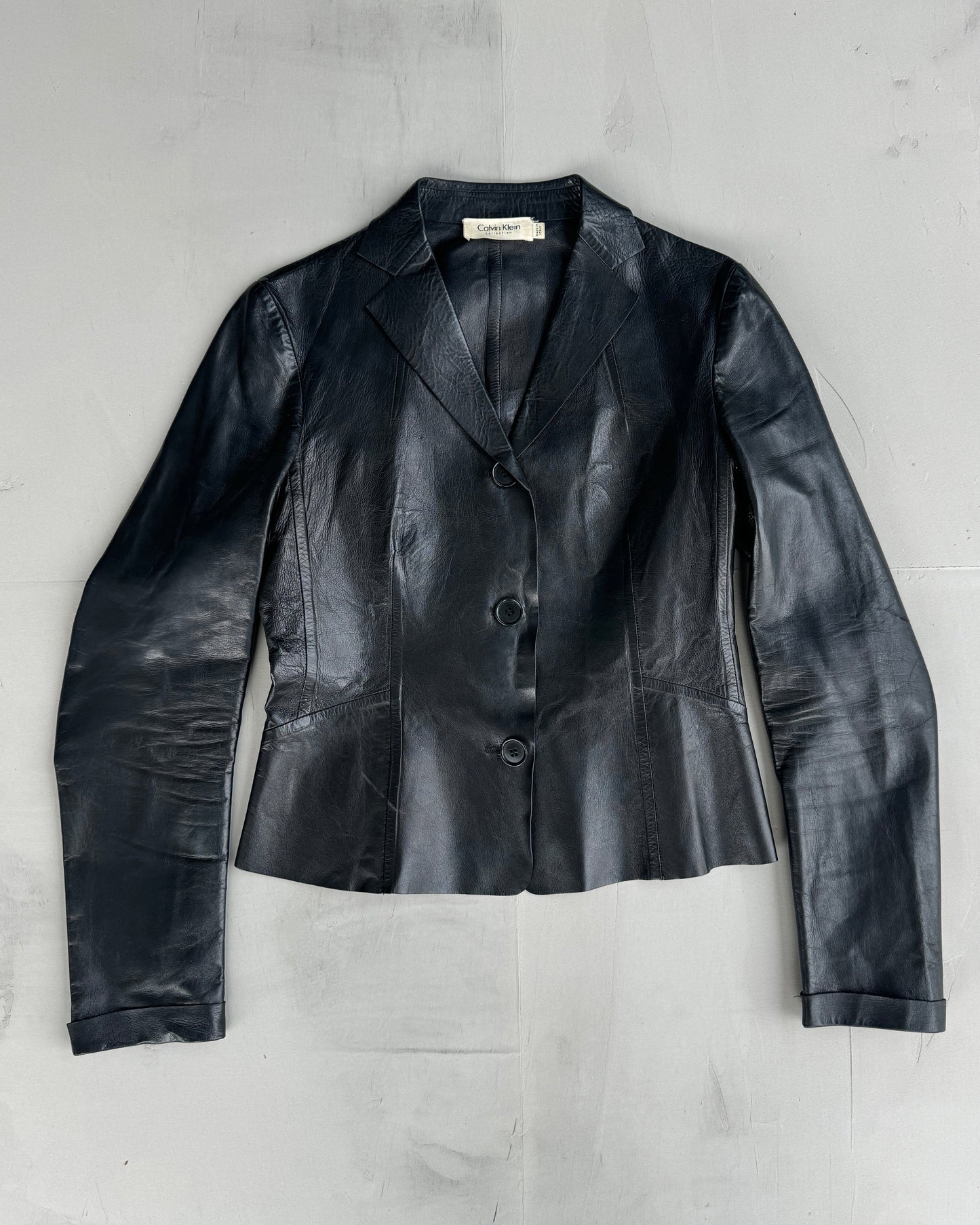 CALVIN KLEIN COLLECTION SS97 LEATHER BLAZER - XS | XS, Black