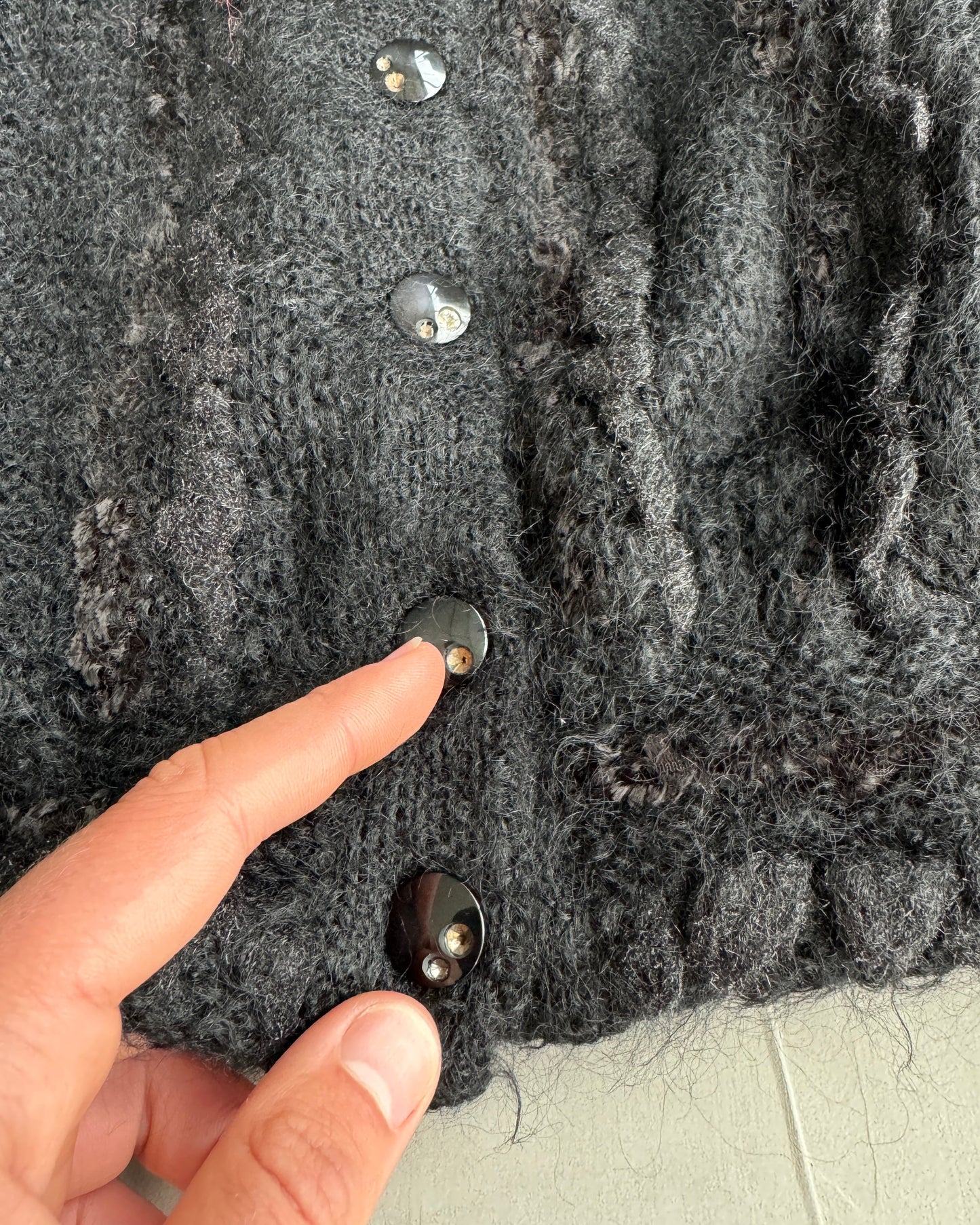 ENRICO DOMANI MOHAIR BUTTON UP KNIT - M | Medium, Black