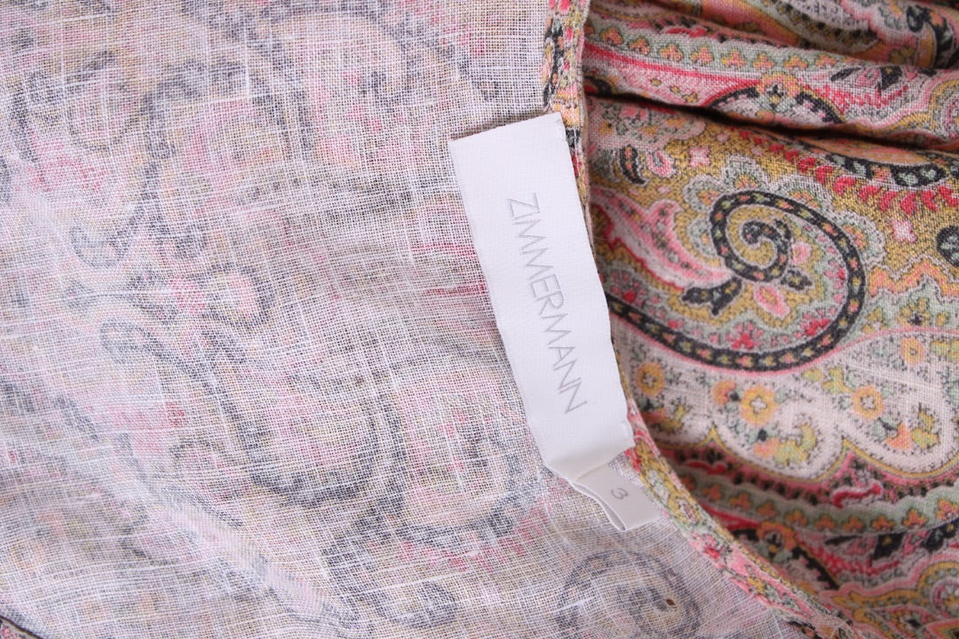 Zimmermann S/S Paisley Print Mini Dress Mustard/ Pink 14 | Default Title, Pink