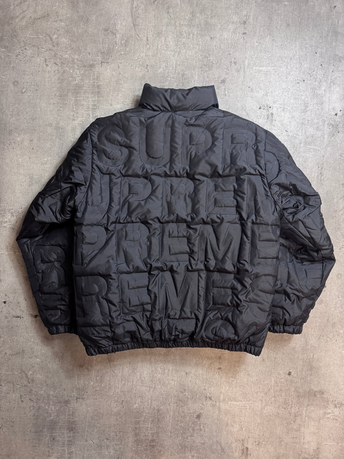 S/S 19' Supreme Bonded Logo Down Black Nylon Puffer Jacket