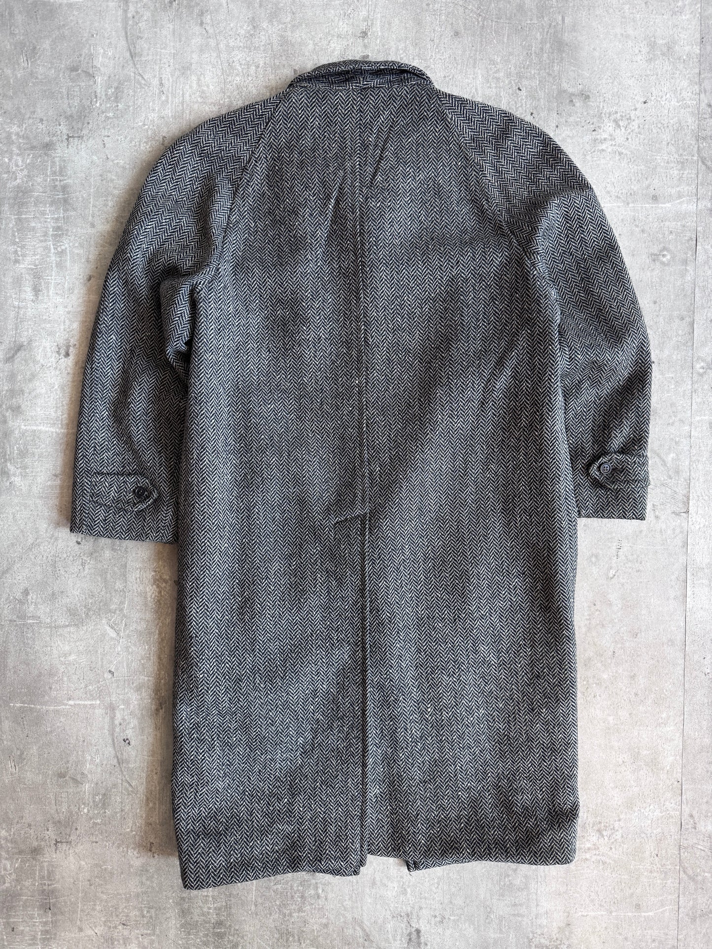 Burberry Grey Herringbone Tweed Overcoat