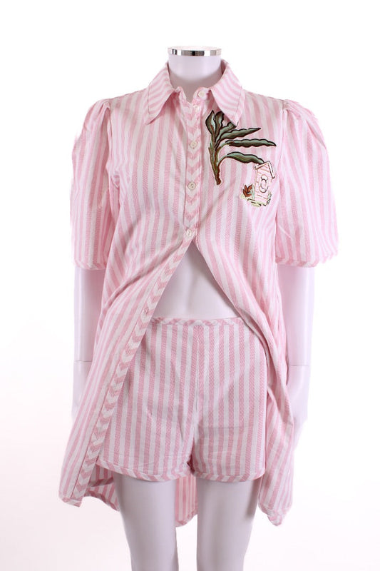 Suzannah S/S Stripe Mini Dress & Shorts Pink/ White 10 | Default Title, Pink