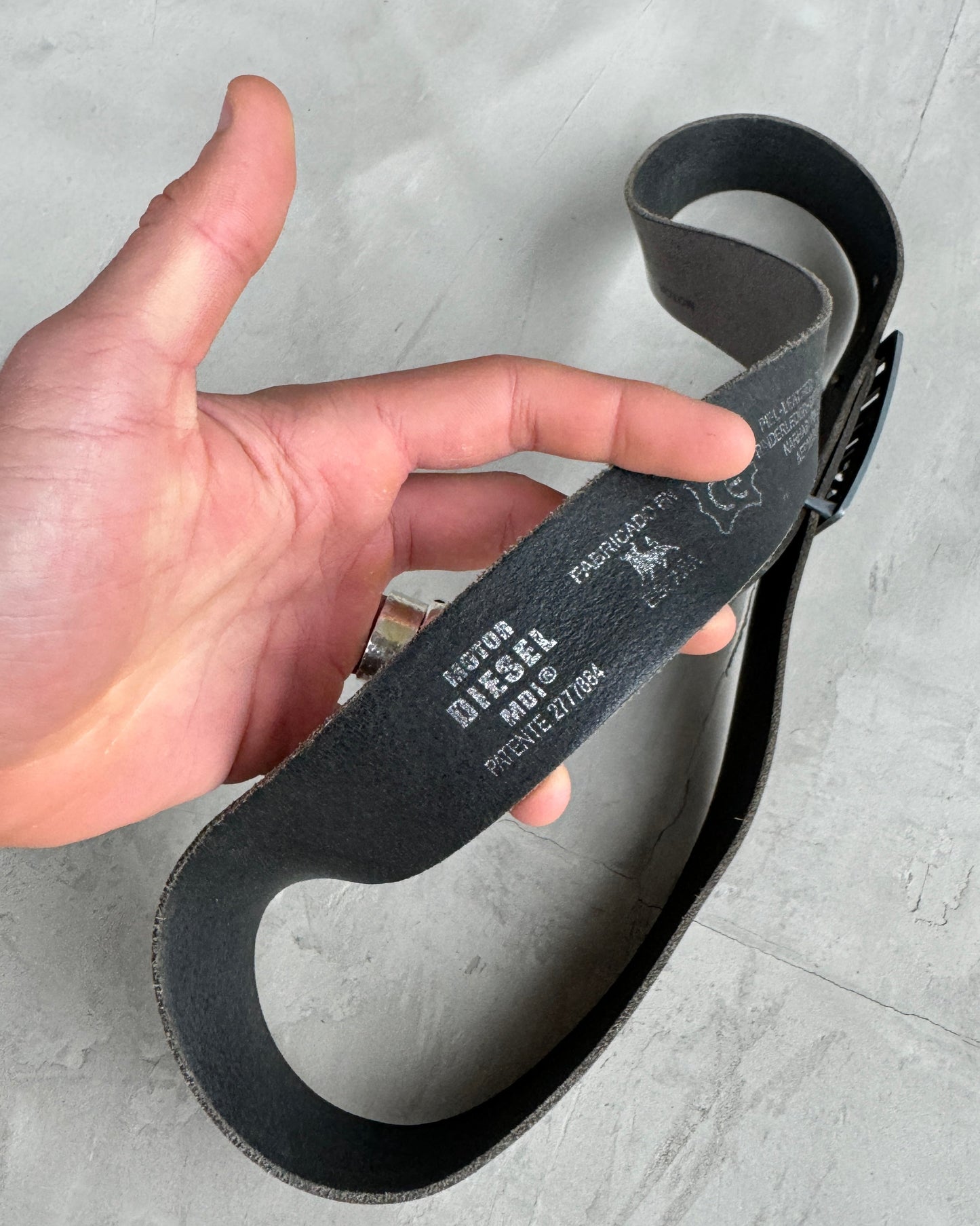 DIESEL METAL & LEATHER LOGO BELT | O/S, Black