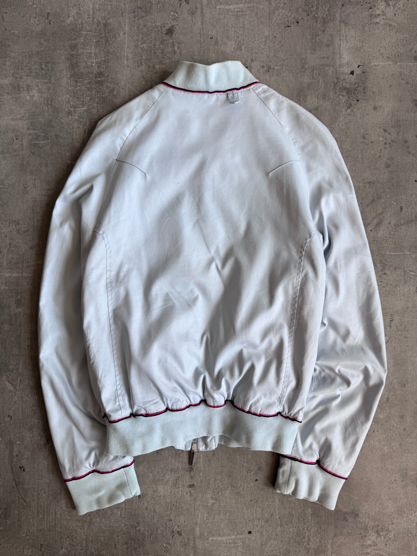 Versace Sport Light Blue Dual Zipper Red Stripe Detailed Bomber Jacket