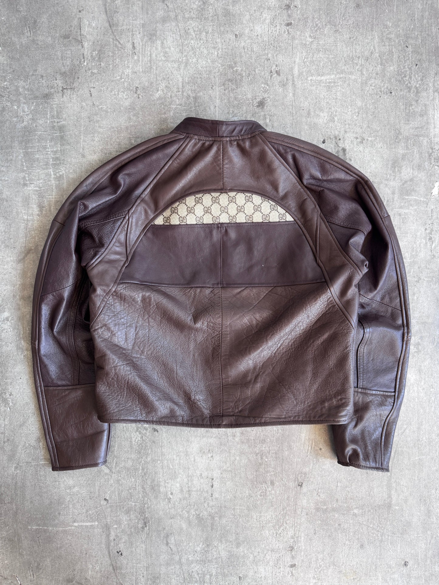 VT Rework: Gucci GG Monogram Brown Leather Cropped Jacket | Medium, Multicoloured