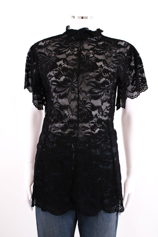 Paco Rabanne S/S Lace Top Black 10 | Default Title, Black