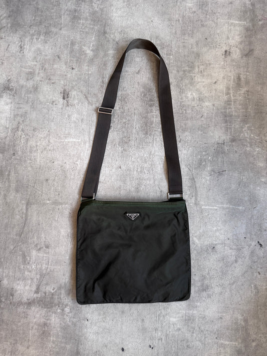 Prada Nylon Olive Green Tote Crossbody Bag