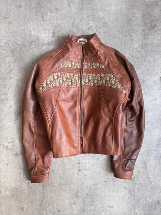 VT Rework: Dior Monogram Structured Brown Leather Cropped Jacket