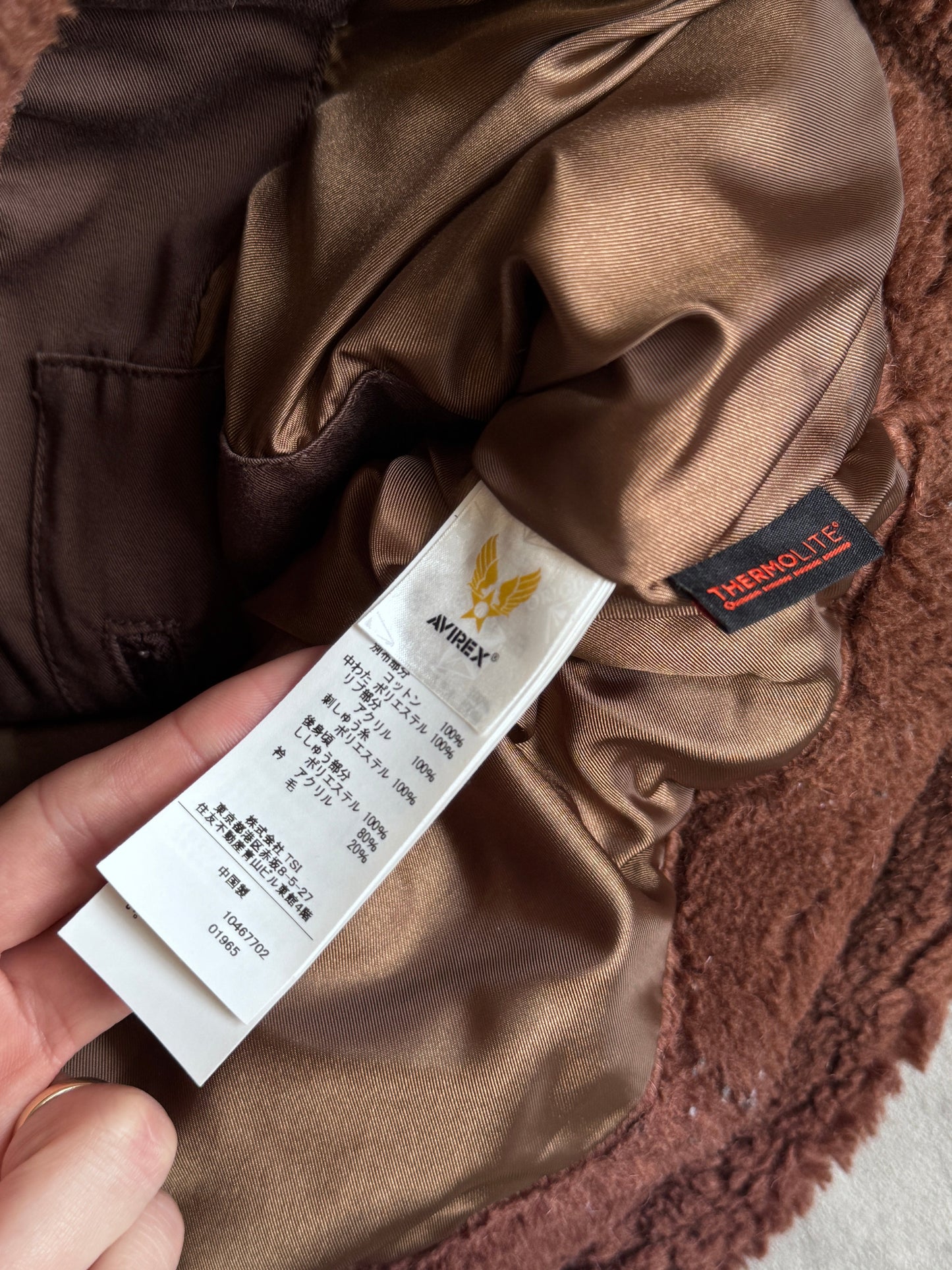 Avirex Brown Corduroy Thermolite B3 Shearling Flight Jacket
