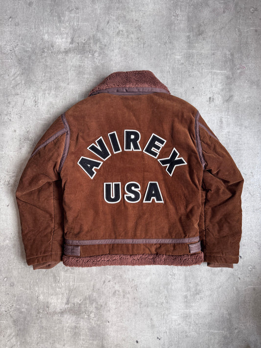 Avirex Brown Corduroy Thermolite B3 Shearling Flight Jacket