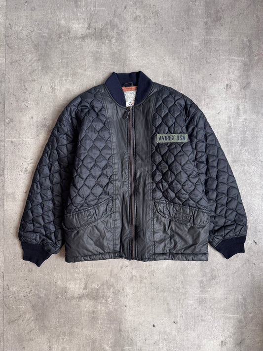 Avirex Diamond Quilt Black Nylon Puffer Jacket