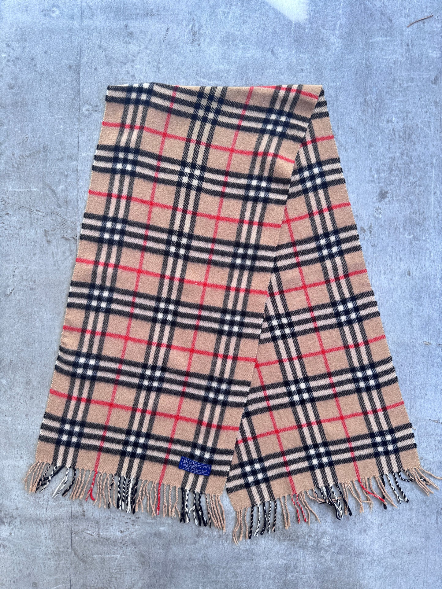 Burberry 100% Cashmere Beige Nova Check Scarf