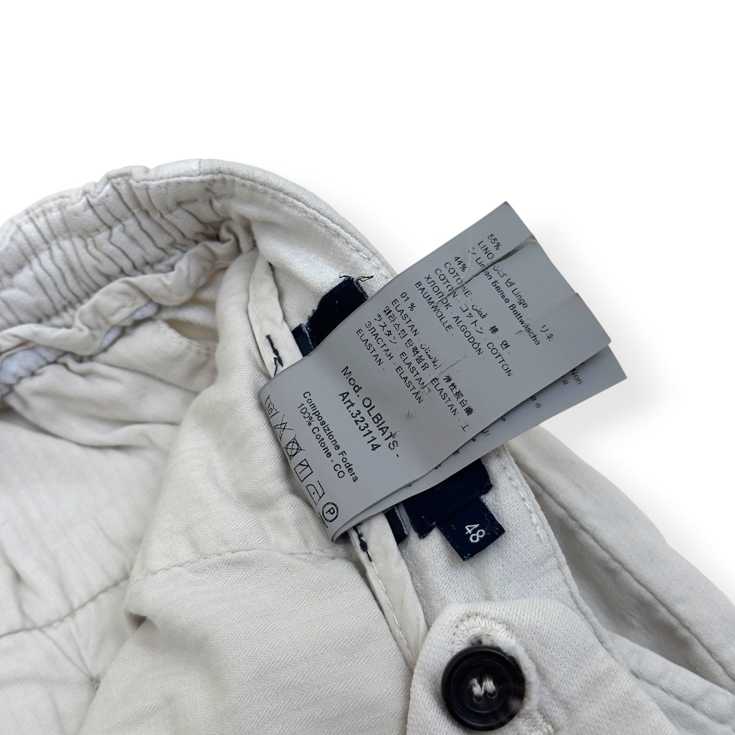 THOM SWEENEY COTTON / LINEN SHORTS CREAM 48 / S | Small, Cream