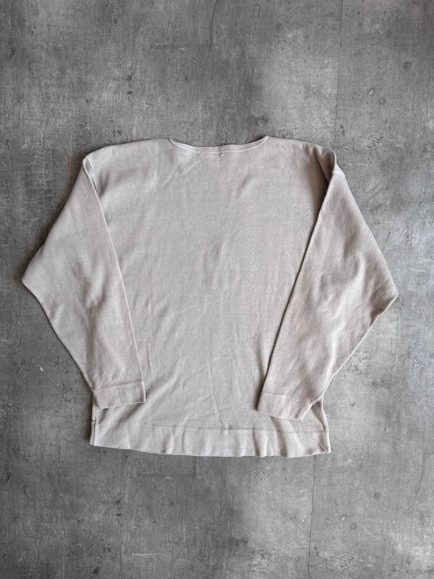 1990s Stone Island Beige Embroidered Compass Logo Boatneck Sweatshirt