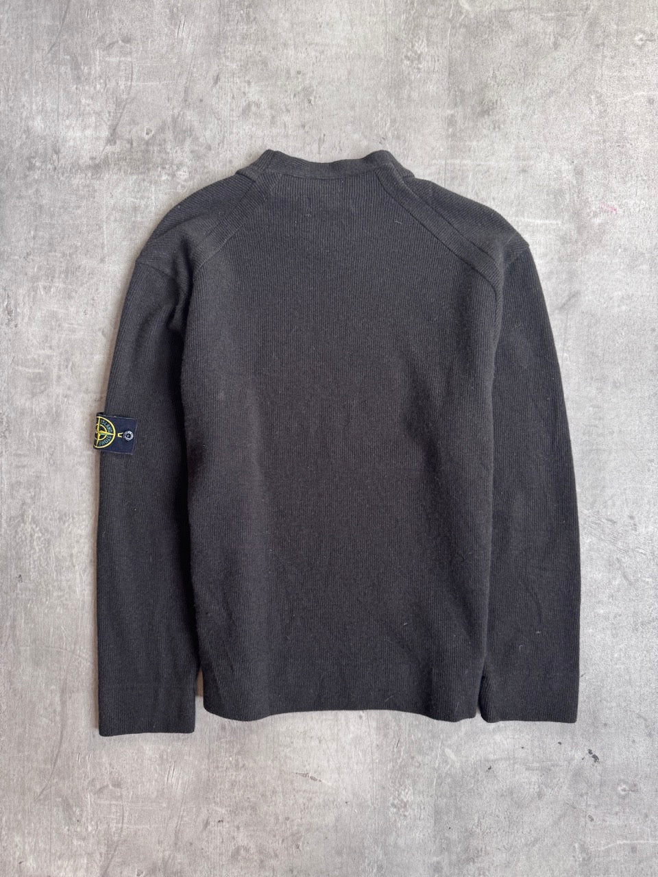 A/W 2004 Stone Island Dark Green Mockneck Knit Sweater