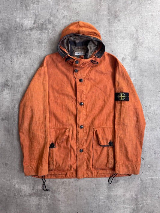 Stone Island S/S 2004 Orange Light Weight Button Up Jacket