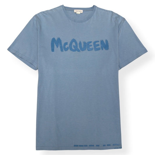 ALEXANDER MCQUEEN GRAFFITI LOGO T-SHIRT BLUE XL | XL, Blue