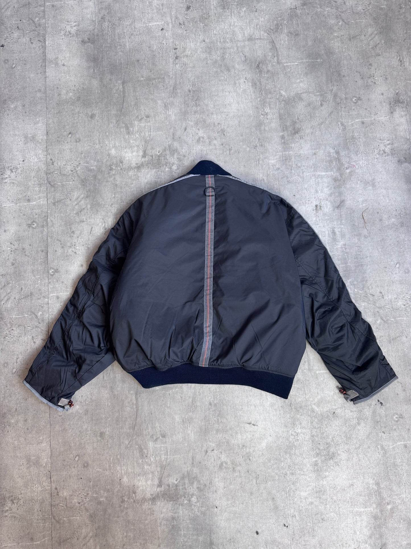 Avirex Aviators Club Tech Wear Rubberised Satin Grey Nylon Padded Bomber