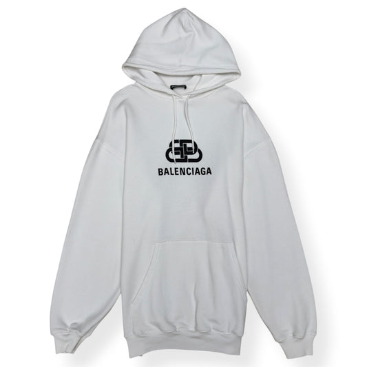 BALENCIAGA OVERSIZED BB LOGO HOODIE WHITE XS | XS, White
