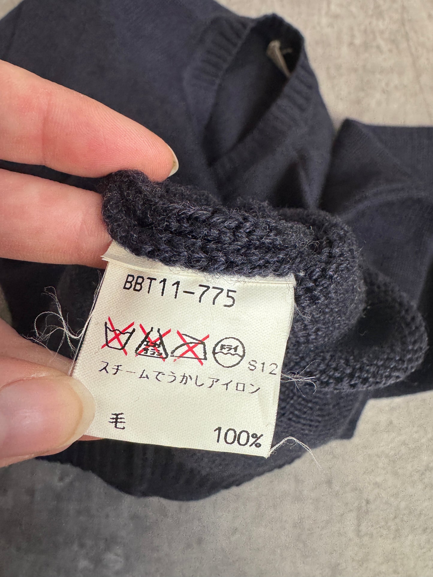 Burberry's 1990 Navy Knit Union Jack Embellished Crewneck