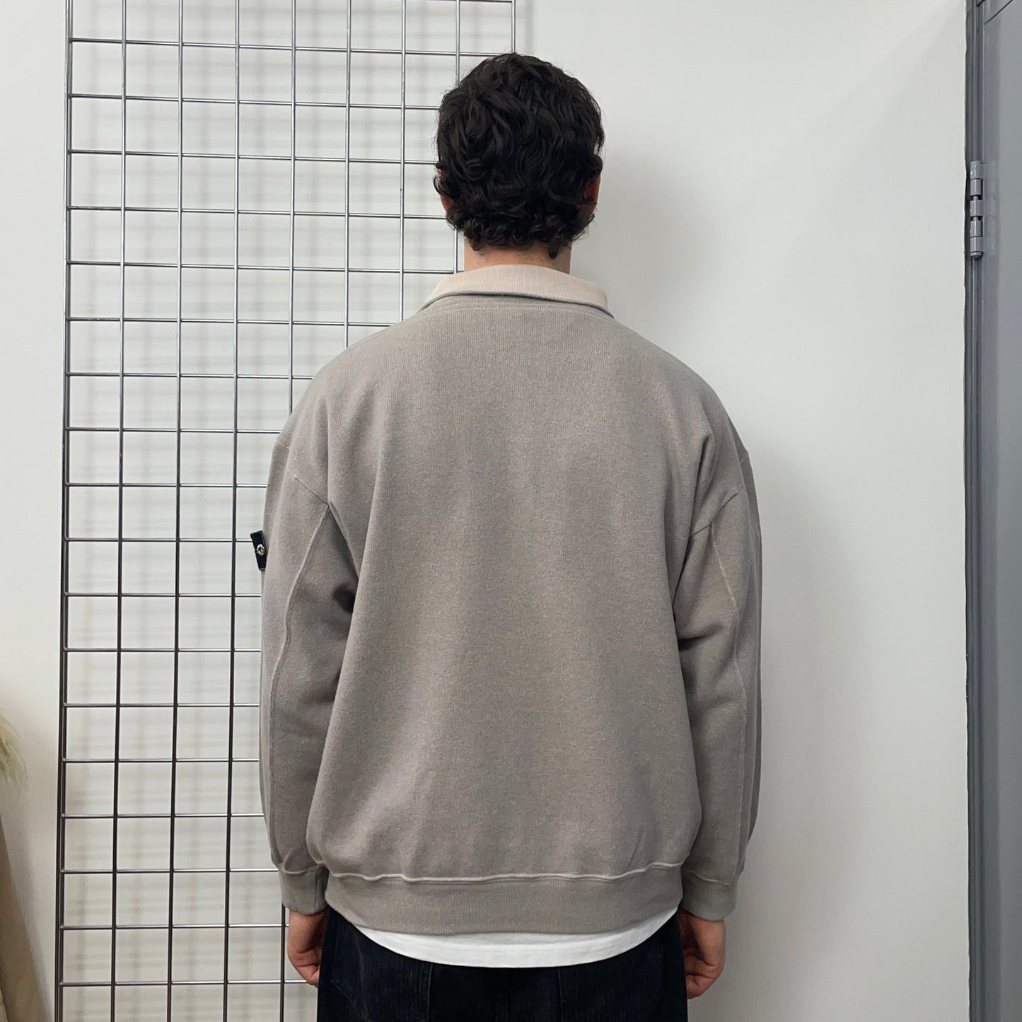 Stone Island Grey Pink 80s Silver Button Compass Emblem Roll-Neck Jumper | X-Large, Multicoloured