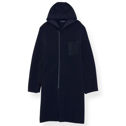 FALKE WOOL ZIP HOODED COAT BLACK SIZE 50 / L | Large, Black
