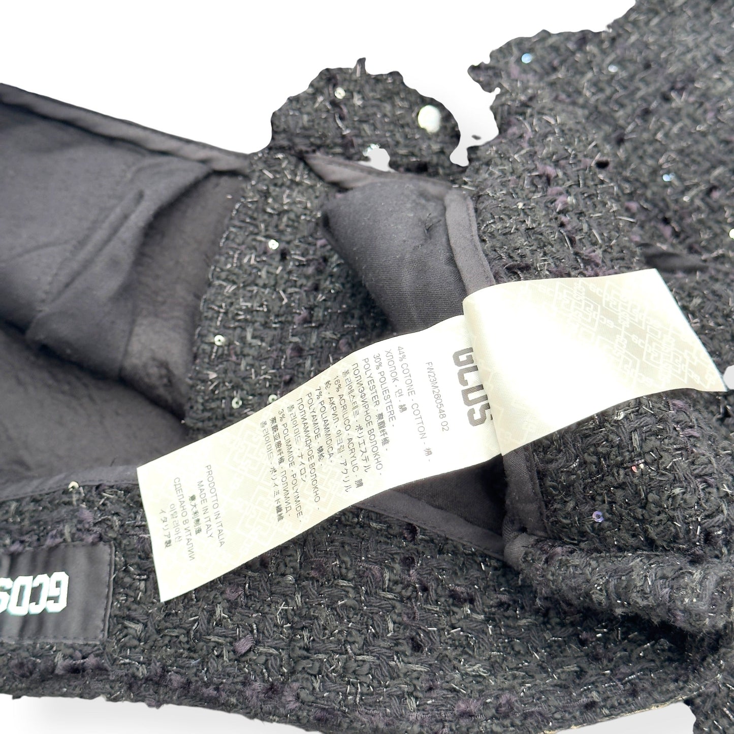 GCDS ULTRACARGO SEQUIN TWEED TROUSERS BLACK 48 / S | Small, Black