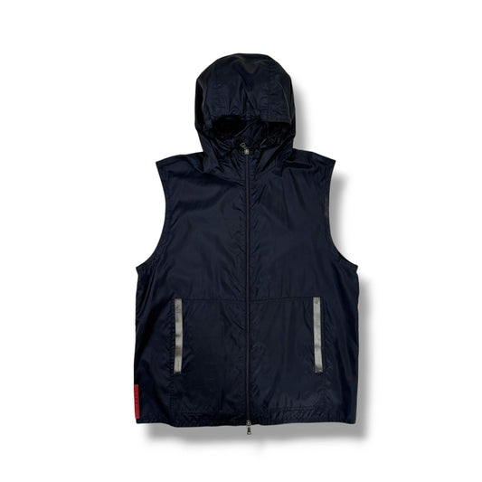 Vintage Prada Sort Nylon Hooded Vest (L)