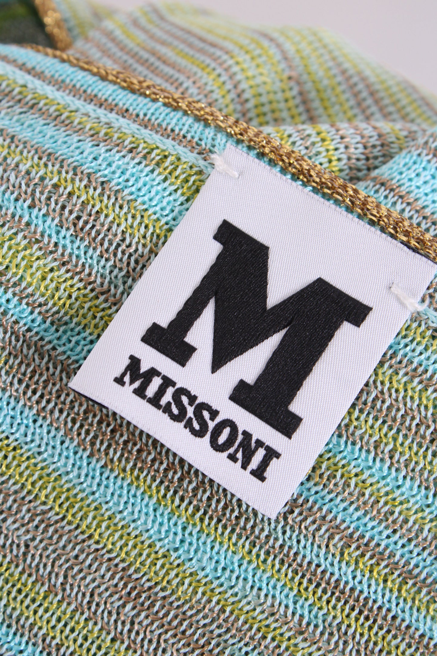 M Missoni S/S Stripe Knit Dress Blue/ Beige 8 | O/S, Beige