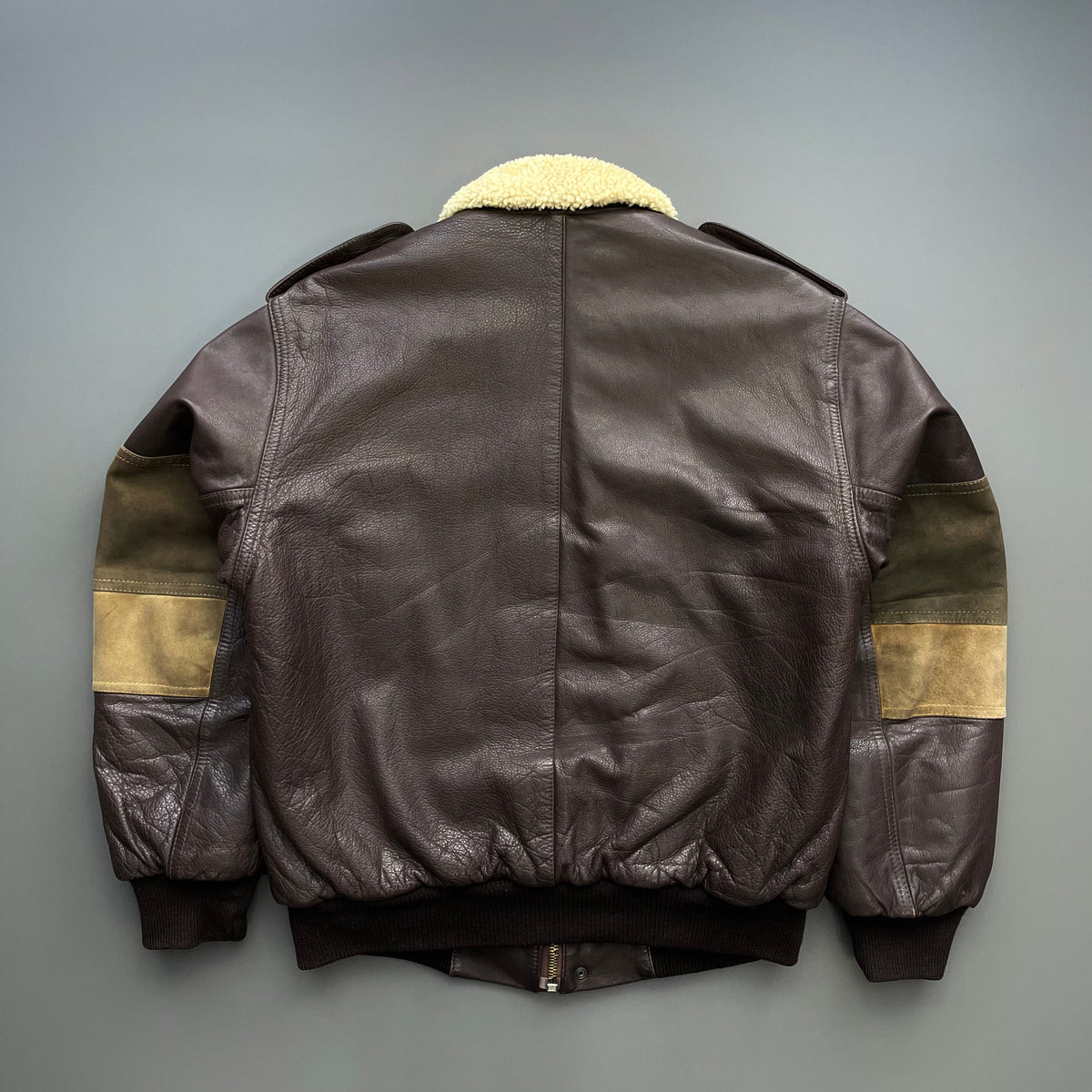 C.P. Company Brown 80s Leather Sheerling Dutch Police Jacket | Medium, Brown
